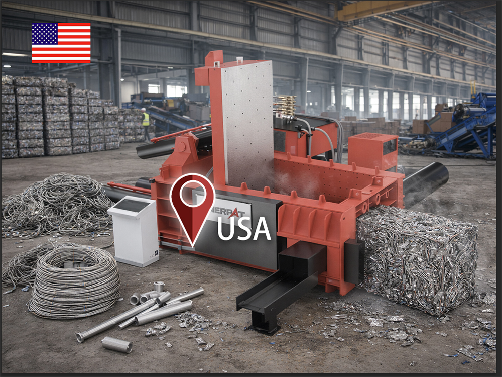 الولايات المتحدة: ENERPAT تم تركيب مكبس بالات الخردة المعدنية للبيع