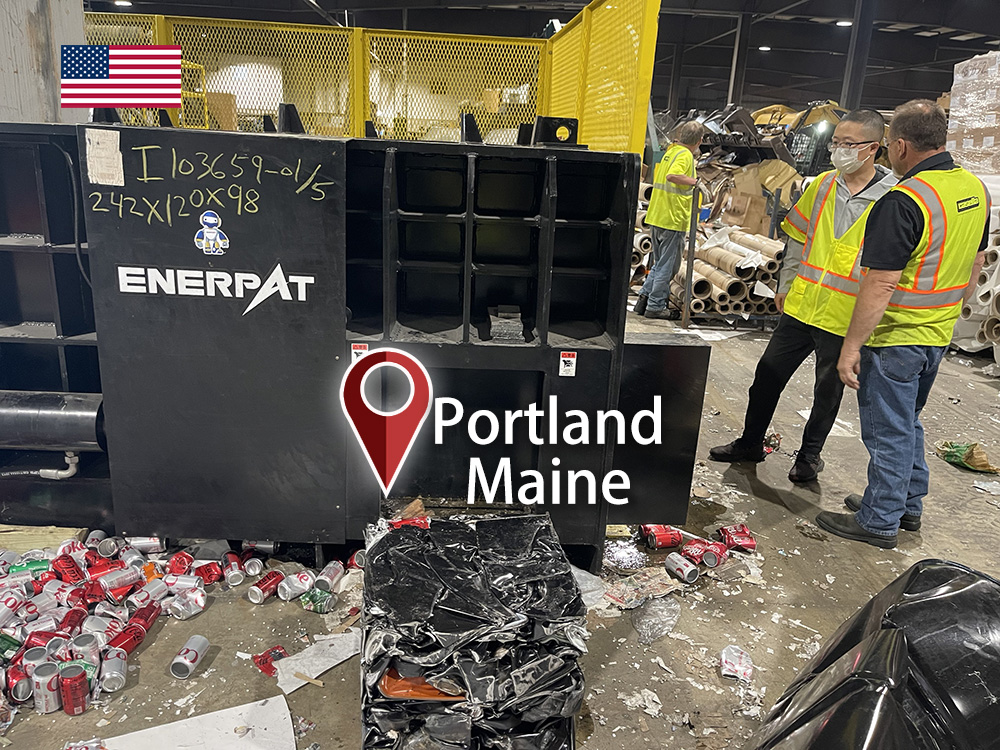 بورتلاند، ماين: ENERPAT تم تركيب مكبس بالات خردة الحديد